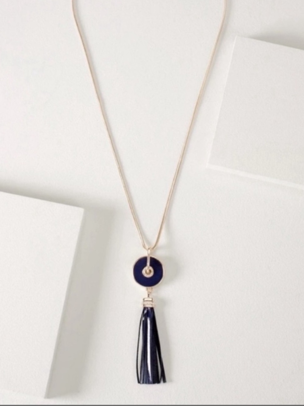 NWT WHBM Genuine Leather Tassel Necklace